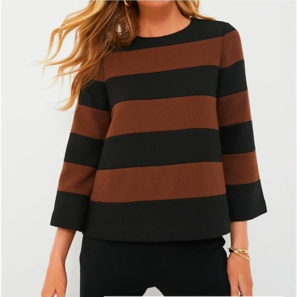 Tuckernuck Brown And Black Mia Striped Top Size XXL